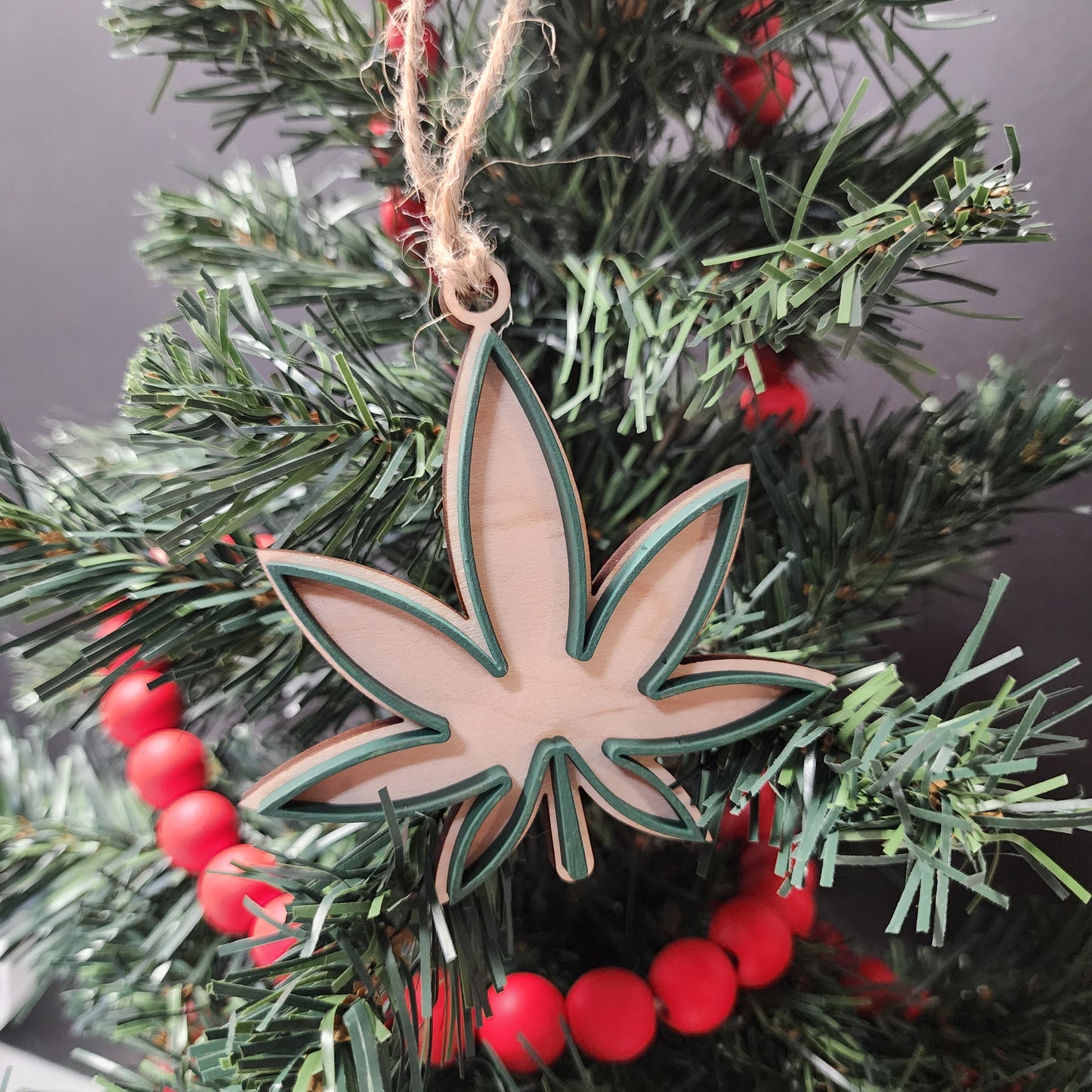 Marijuana Wood Leaf Ornament