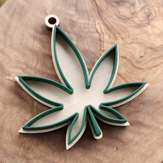 Marijuana Wood Leaf Ornament
