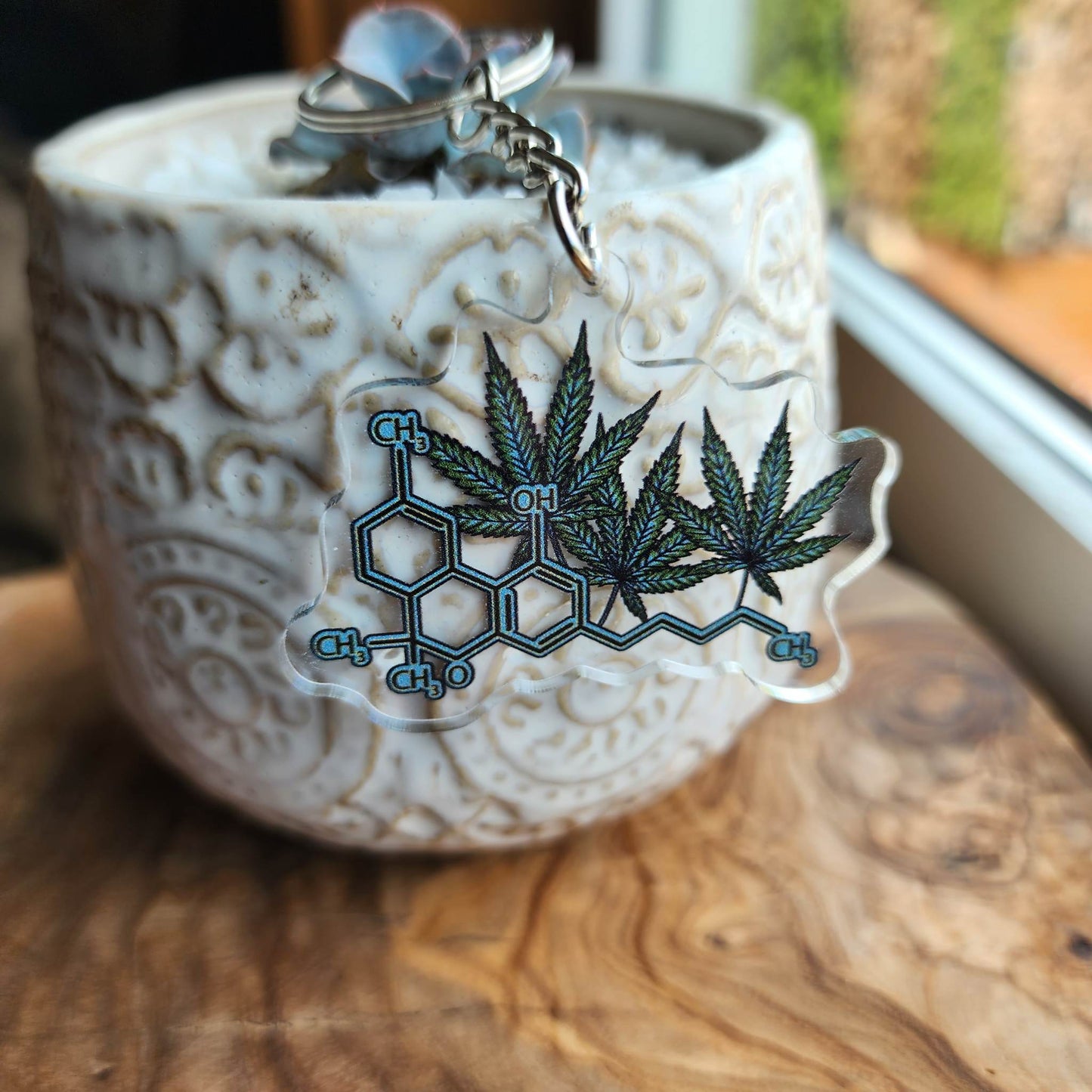 Cannabis Molecules Keychain