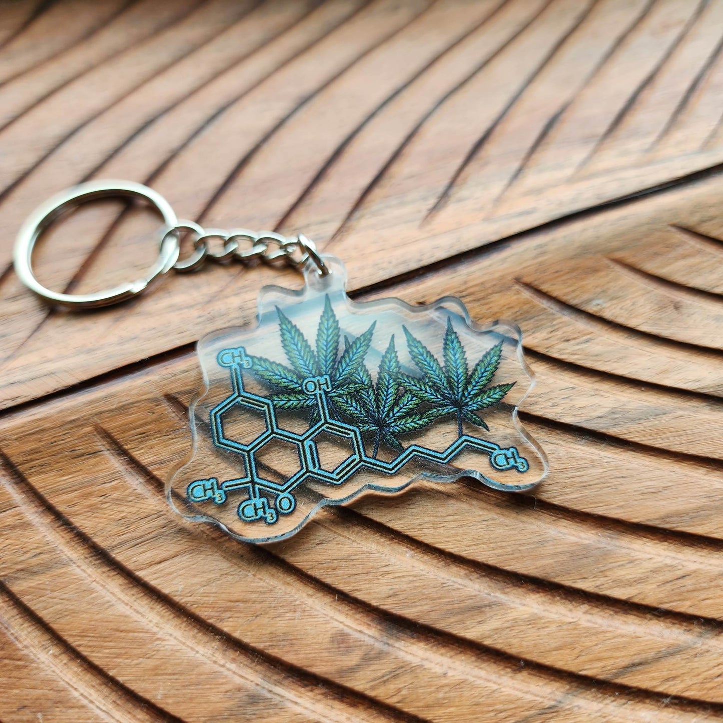 Cannabis Molecules Keychain